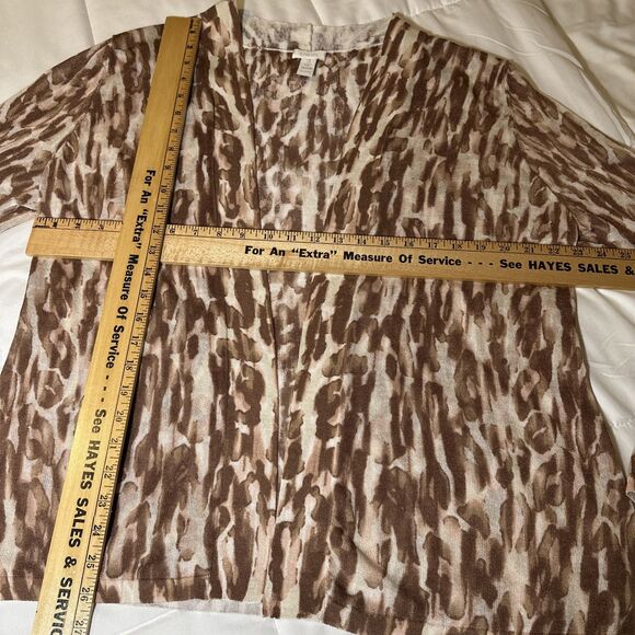 2pc Lot Chico’s Lightweight Cardigan Sweaters Size 3 Open Front Brown - Picture 8 of 16